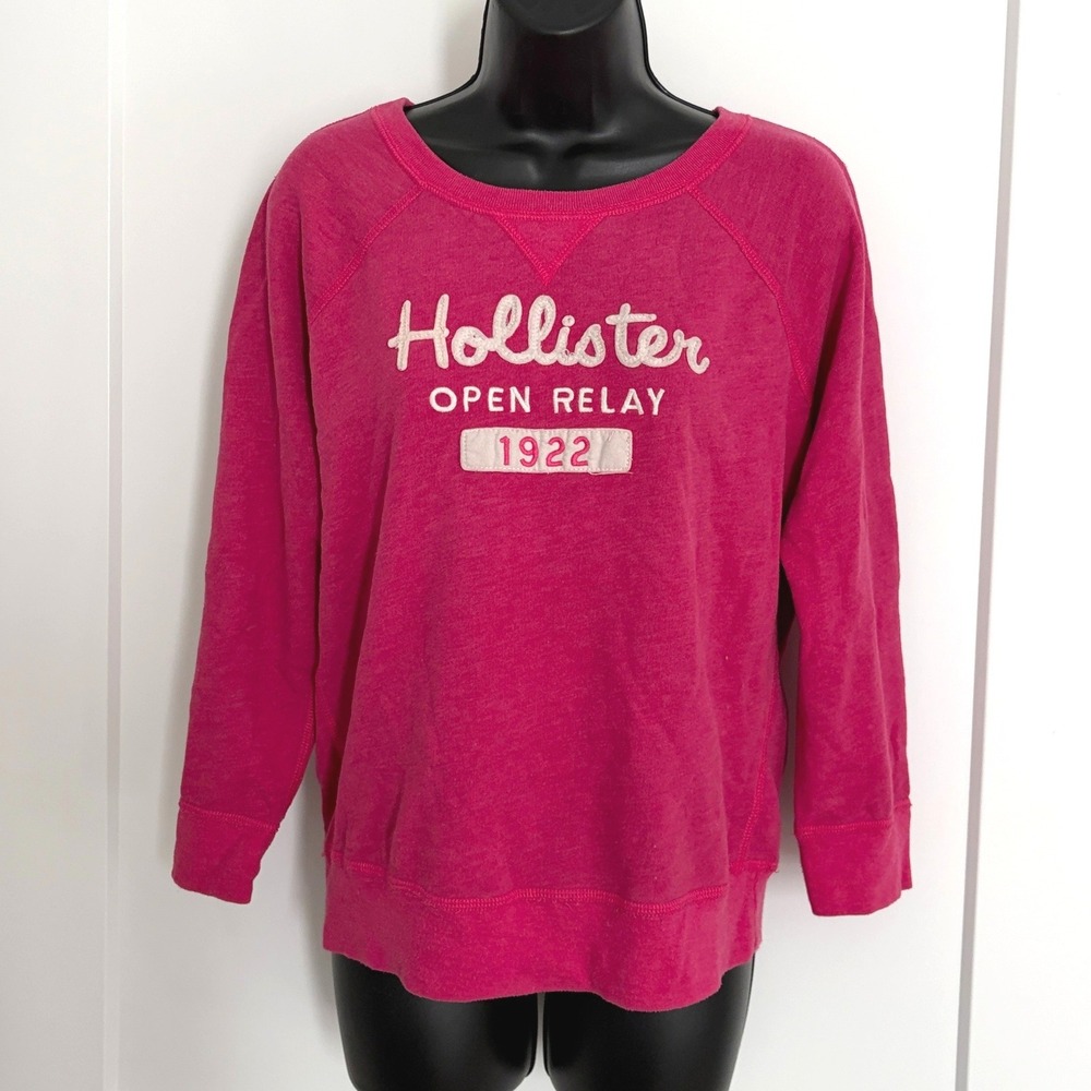 VTG y2k Hollister Sweatshirt Open Relay 1922 Graphic Pink Large